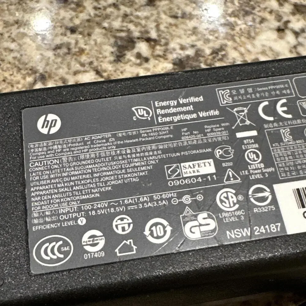 HP Genuine Laptop Charger AC Power Adapter 608425-001 609939-001 18.5V 3.5A 65W